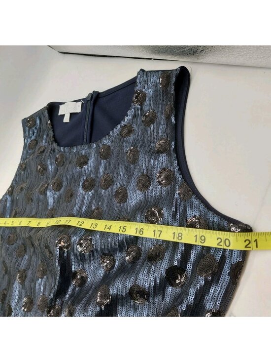Talbot’s RSVP Womens Tank Top Size XL Sequined Formal Top Blue Black Polka Dot - Picture 3 of 8
